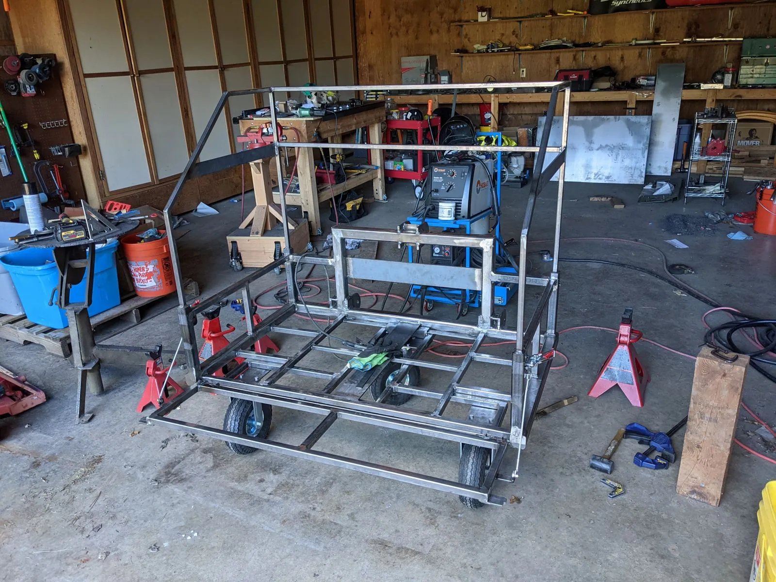 The carry-all on its carriage for a test fit before the sheet metal goes on